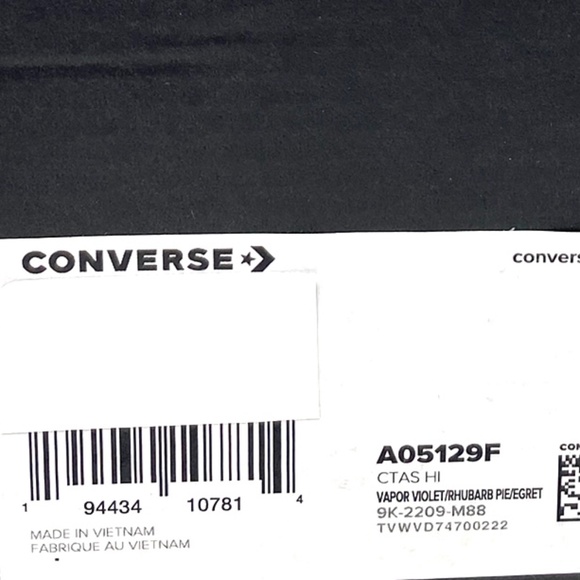 Converse Chuck Taylor High Top Canvas Violet Women's Size Sneakers A05129F - Picture 9 of 9